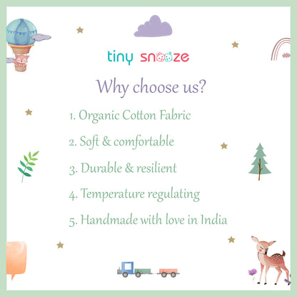 Tiny Snooze Horizon Baby Bedding Set-GOTS Certified Organic Cotton-Pack of 4-Baby Mattress Set For Infants