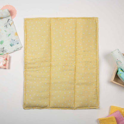 Tiny Snooze Organic Changing Mat & Bed Protector-With Antibacterial & Hypoallergenic Filling-Yellow Grasslands