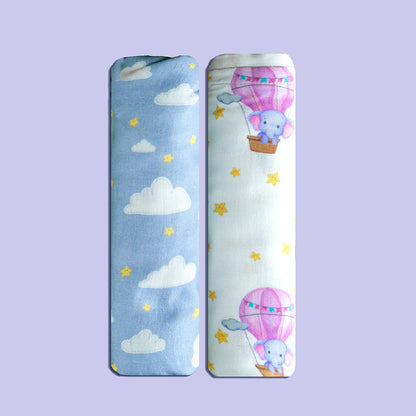 Tiny Snooze Sky is the Limit Swaddle-GOTS Certified Organic Cotton Muslin-Pack of 2-Infant Wraps