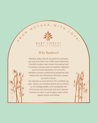 Baby Forest Laad Dulaar Bamboo Plate With Fork & Spoon-Round Shape-With Silicon Suction Base-For Feeding Infants