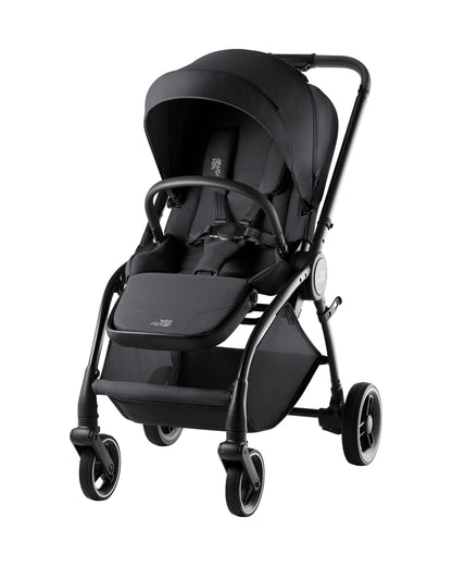 Britax Rio Lightweight Stroller-Height Adjustable Parent Handle Bar-Reversible & Flat Reclining Seat-One Hand Fold-Includes Cup Holder, Car Seat & Carry Cot Adapters-For 0 to 4Y (Upto 22Kg)-Carbon Black