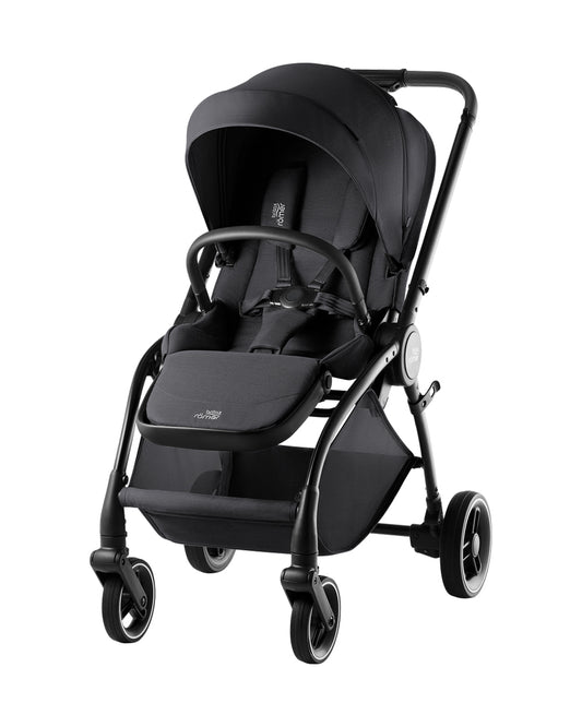 Britax Rio Lightweight Stroller-Height Adjustable Parent Handle Bar-Reversible & Flat Reclining Seat-One Hand Fold-Includes Cup Holder, Car Seat & Carry Cot Adapters-For 0 to 4Y (Upto 22Kg)-Carbon Black
