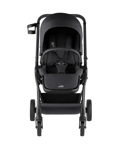 Britax Rio Lightweight Stroller-Height Adjustable Parent Handle Bar-Reversible & Flat Reclining Seat-One Hand Fold-Includes Cup Holder, Car Seat & Carry Cot Adapters-For 0 to 4Y (Upto 22Kg)-Carbon Black