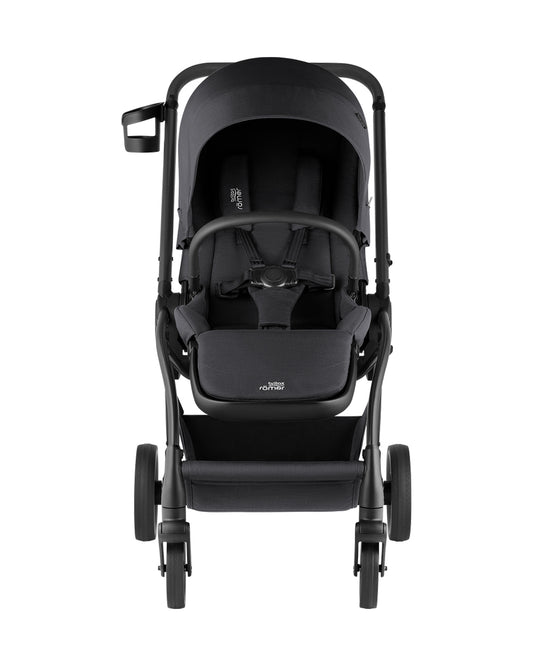 Britax Rio Lightweight Stroller-Height Adjustable Parent Handle Bar-Reversible & Flat Reclining Seat-One Hand Fold-Includes Cup Holder, Car Seat & Carry Cot Adapters-For 0 to 4Y (Upto 22Kg)-Carbon Black