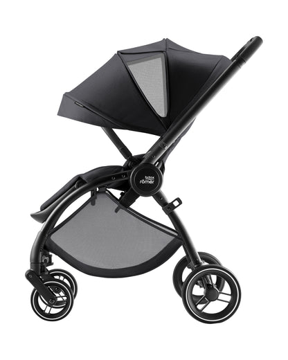 Britax Rio Lightweight Stroller-Height Adjustable Parent Handle Bar-Reversible & Flat Reclining Seat-One Hand Fold-Includes Cup Holder, Car Seat & Carry Cot Adapters-For 0 to 4Y (Upto 22Kg)-Carbon Black