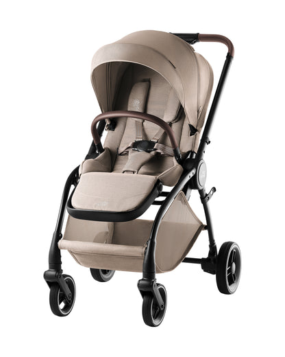 Britax Rio Lightweight Stroller-Height Adjustable Parent Handle Bar-Reversible & Flat Reclining Seat-One Hand Fold-Includes Cup Holder, Car Seat & Carry Cot Adapters-For 0 to 4Y (Upto 22Kg)-Teak