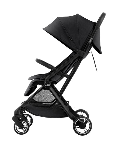 Britax Flylite Cabin Friendly Stroller-Extra Large Extendable Canopy-One Hand Fold-Flat Reclining Seat-Includes Carry Bag & Cup Holder-For 0 to 4Y (Upto 22Kg)-Carbon Black