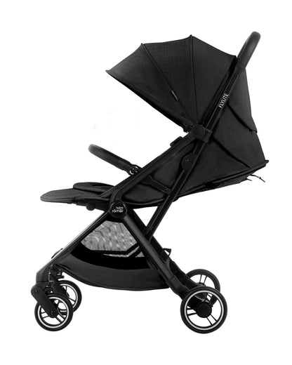 Britax Flylite Cabin Friendly Stroller-Extra Large Extendable Canopy-One Hand Fold-Flat Reclining Seat-Includes Carry Bag & Cup Holder-For 0 to 4Y (Upto 22Kg)-Carbon Black