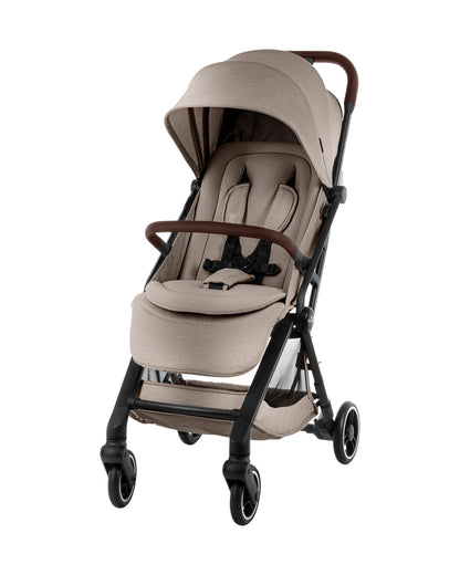 Britax Flylite Cabin Friendly Stroller-Extra Large Extendable Canopy-One Hand Fold-Flat Reclining Seat-Includes Carry Bag & Cup Holder-For 0 to 4Y (Upto 22Kg)-Teak