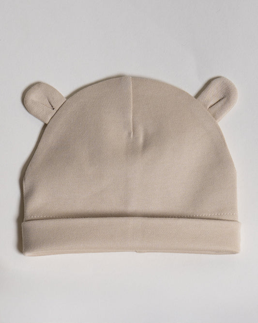 Twingle 100% Organic Cotton-Baby Cap, Booties & Mittens Set-Snug & Secure Fit-Tag-Free Comfort-Beige-Solid-For Infants