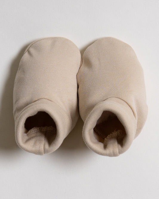 Twingle 100% Organic Cotton-Baby Cap, Booties & Mittens Set-Snug & Secure Fit-Tag-Free Comfort-Beige-Solid-For Infants