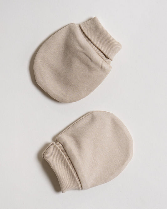Twingle 100% Organic Cotton-Baby Cap, Booties & Mittens Set-Snug & Secure Fit-Tag-Free Comfort-Beige-Solid-For Infants