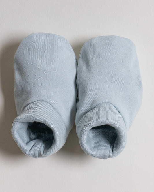 Twingle 100% Organic Cotton-Baby Cap, Booties & Mittens Set-Snug & Secure Fit-Tag-Free Comfort-Light Blue-Solid-For Infants