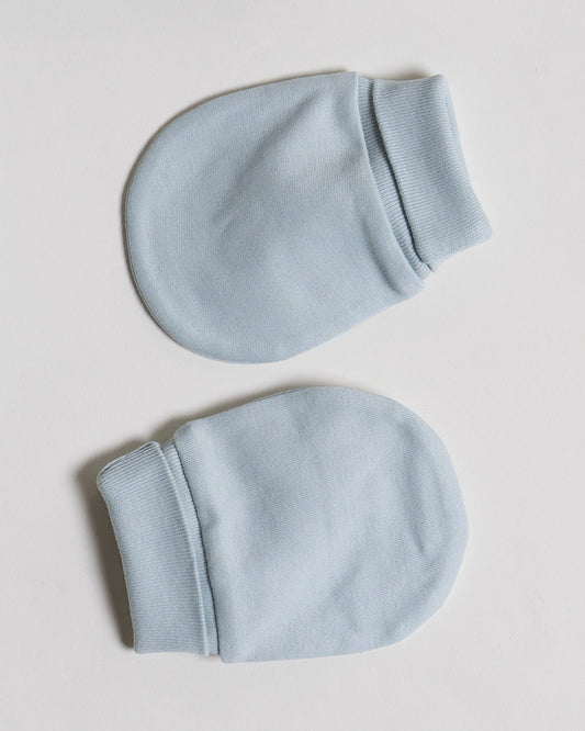 Twingle 100% Organic Cotton-Baby Cap, Booties & Mittens Set-Snug & Secure Fit-Tag-Free Comfort-Light Blue-Solid-For Infants