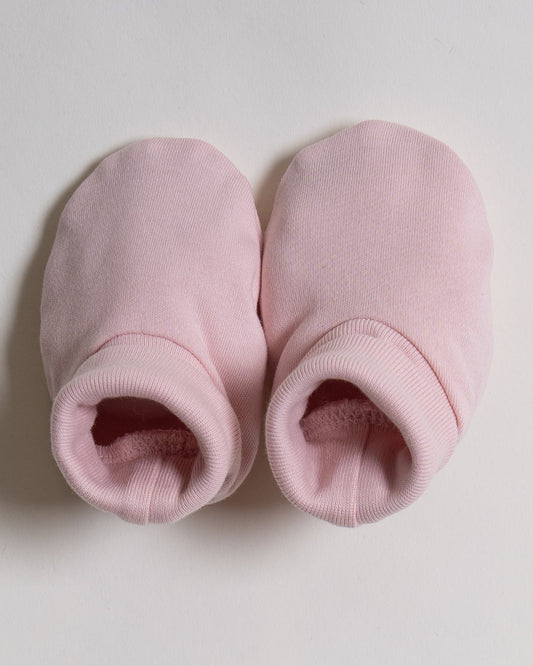 Twingle 100% Organic Cotton-Baby Cap, Booties & Mittens Set-Snug & Secure Fit-Tag-Free Comfort-Pastel Pink-Solid-For Infants