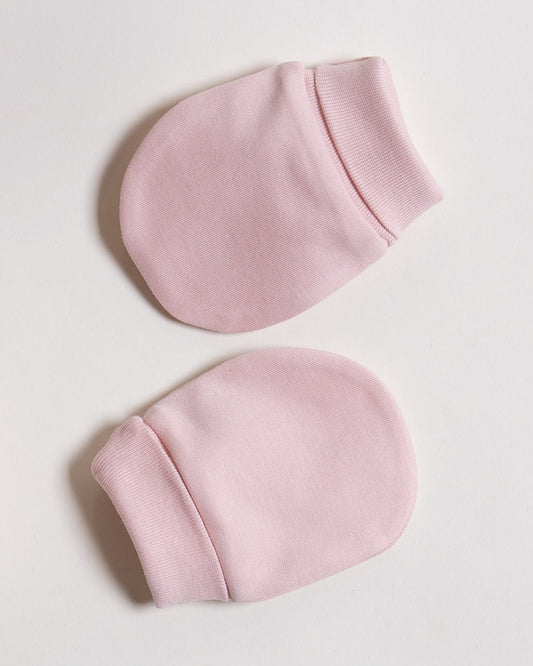 Twingle 100% Organic Cotton-Baby Cap, Booties & Mittens Set-Snug & Secure Fit-Tag-Free Comfort-Pastel Pink-Solid-For Infants