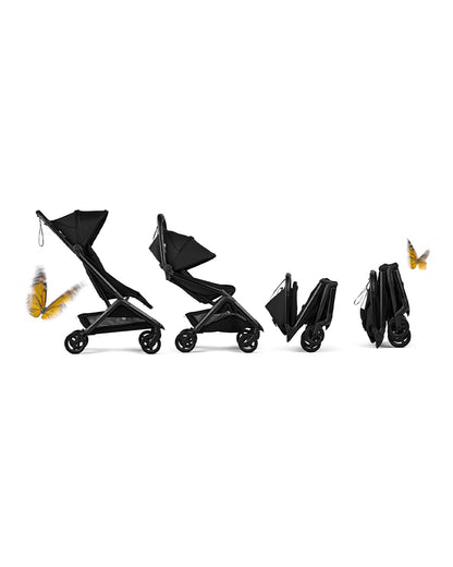 Bugaboo Butterfly 2 Cabin Friendly Stroller-One Second Ultra Compact Fold-Flat Reclining Seat-Large Storage Basket-Car Seat Compatible-2 Years Warranty-For 0 to 4Y-Midnight Black