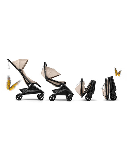 Bugaboo Butterfly 2 Cabin Friendly Stroller-One Second Ultra Compact Fold-Flat Reclining Seat-Large Storage Basket-Car Seat Compatible-2 Years Warranty-For 0 to 4Y-Desert Taupe