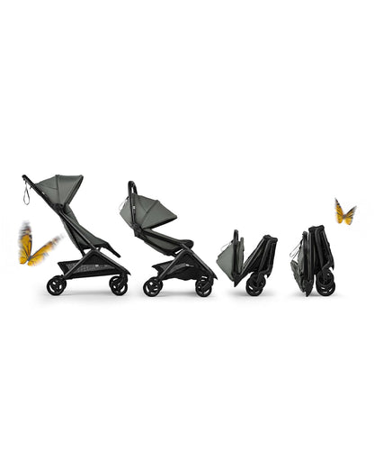 Bugaboo Butterfly 2 Cabin Friendly Stroller-One Second Ultra Compact Fold-Flat Reclining Seat-Large Storage Basket-Car Seat Compatible-2 Years Warranty-For 0 to 4Y-Forest Green