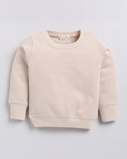 Cot & Candy Baby Beige Winter Wear Sweatshirt-Solid-100% Organic Fleece-For Infants