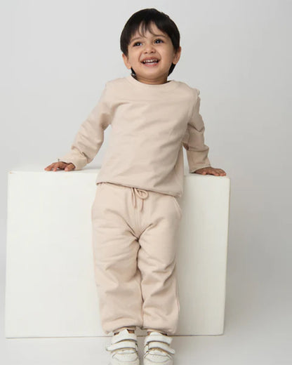 Cot & Candy Baby Beige Winter Wear Sweatshirt-Solid-100% Organic Fleece-For Infants