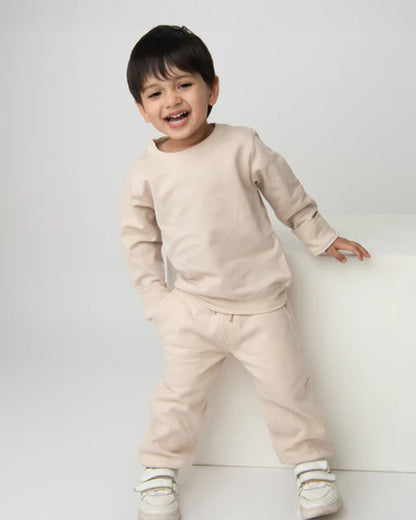Cot & Candy Baby Beige Winter Wear Sweatshirt-Solid-100% Organic Fleece-For Infants