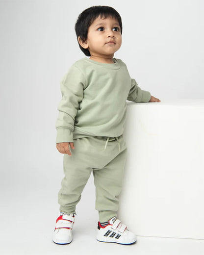 Cot & Candy Baby Pastel Green Winter Wear Sweatshirt-Solid-100% Organic Fleece-For Infants