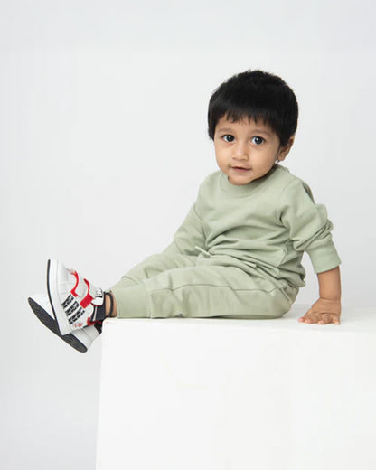 Cot & Candy Baby Pastel Green Winter Wear Sweatshirt-Solid-100% Organic Fleece-For Infants