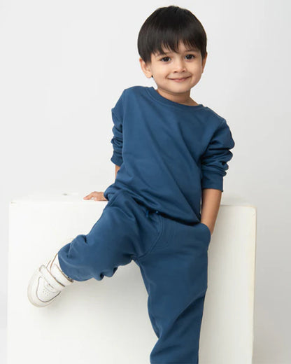 Cot & Candy Baby Blue Winter Wear Sweatshirt-Solid-100% Organic Fleece-For Infants