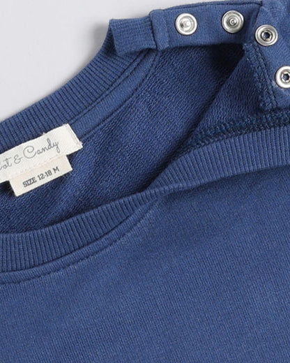 Cot & Candy Baby Blue Winter Wear Sweatshirt-Solid-100% Organic Fleece-For Infants