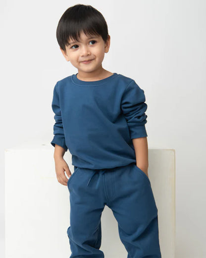 Cot & Candy Baby Blue Winter Wear Sweatshirt-Solid-100% Organic Fleece-For Infants