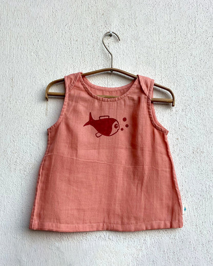 Whitewater Kids Red Top and Pajama Set-Sleeveless-Solid-Organic Cotton-For Infants