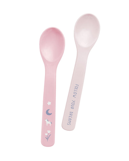 Stephen Joseph Silicone Baby Spoons-Soft Tip-Easy Grip-Unicorn Design-Pink-Pack of 2