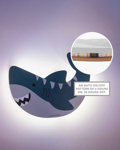 Stephen Joseph Night Light Shark-Wall Decor-Auto On & Off-Perfect for a Nursery, Playroom & Bedroom-Blue