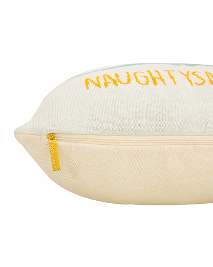 Pomme Cute Dino Knitted Baby Cushion with Filler-White & Sage-For Infants