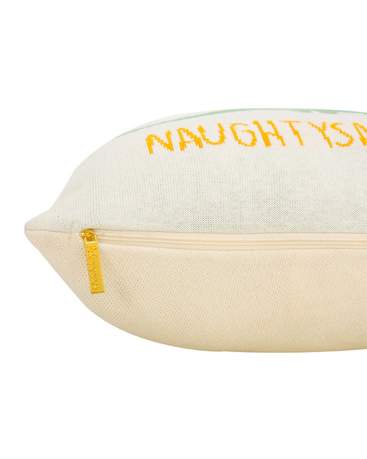 Pomme Cute Dino Knitted Baby Cushion with Filler-White & Sage-For Infants
