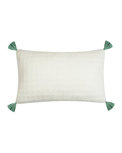 Pomme Cute Quilt Dino Knitted Baby Cushion with Filler-White & Sage-For Infants