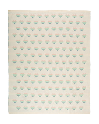 Pomme Cute Heart Knitted Ultra Soft Blanket-100% Cotton-Blue & White-For Infants