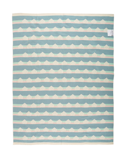 Pomme Cute Heart Knitted Ultra Soft Blanket-100% Cotton-Blue & White-For Infants