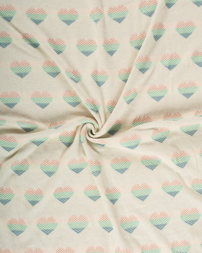 Pomme Cute Heart Knitted Ultra Soft Blanket-100% Cotton-Blue & White-For Infants