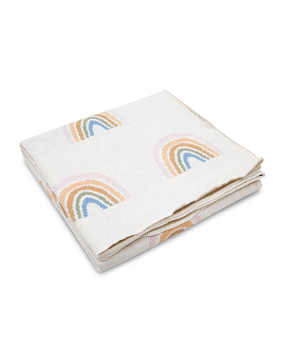 Pomme Cute Rainbow Knitted Ultra Soft Blanket-100% Cotton-Multicolor-For Infants
