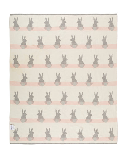 Pomme Cute Rabbit Knitted Ultra Soft Blanket-100% Cotton-Grey & White-For Infants