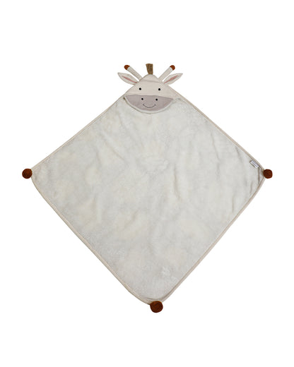 Pomme Giraffe Knitted Ultra Soft Hooded Blanket-100% Cotton-Red & White-For Infants