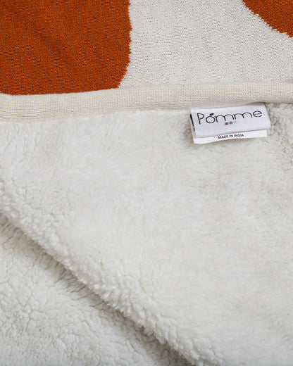 Pomme Giraffe Knitted Ultra Soft Hooded Blanket-100% Cotton-Red & White-For Infants