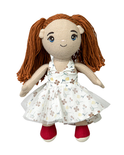 Pomme Daisy Floral Knitted Stuffed Doll-Easily Washable-Plush Cuddly Toy For Newborn