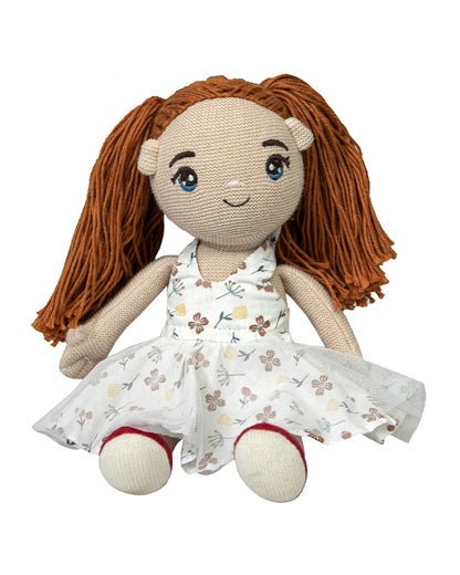 Pomme Daisy Floral Knitted Stuffed Doll-Easily Washable-Plush Cuddly Toy For Newborn