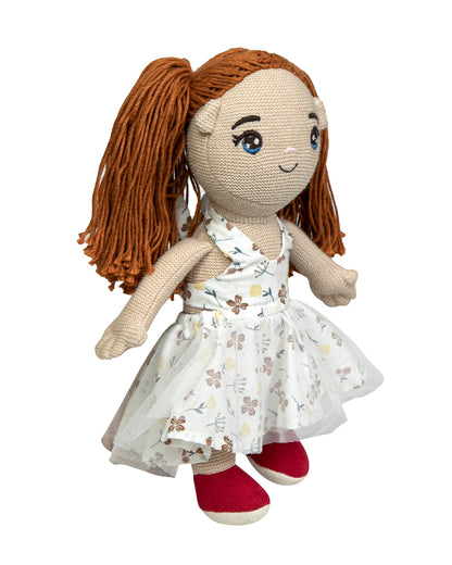 Pomme Daisy Floral Knitted Stuffed Doll-Easily Washable-Plush Cuddly Toy For Newborn