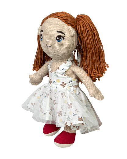 Pomme Daisy Floral Knitted Stuffed Doll-Easily Washable-Plush Cuddly Toy For Newborn
