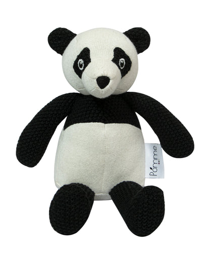 Pomme Panda Knitted Stuffed Soft Toy-Plush Cuddly Toy For Newborn