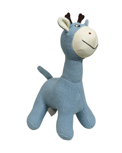 Pomme Blue Giraffe Knitted Stuffed Soft Toy-Plush Cuddly Toy For Newborn